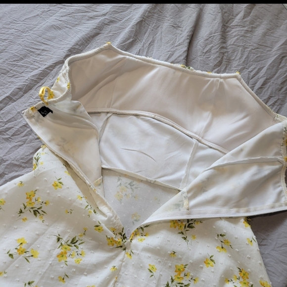 RUBY ROX Juniors SZ 11 white swiss dot w/ yellow floral print fit flare dress. A - Picture 11 of 12